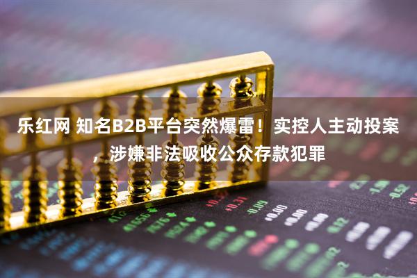 乐红网 知名B2B平台突然爆雷！实控人主动投案，涉嫌非法吸收公众存款犯罪